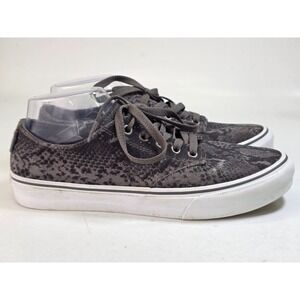 Vans Authentic Womens Shoes Size 9.5 Gray Suede Snakeskin Print Low Top Sneakers